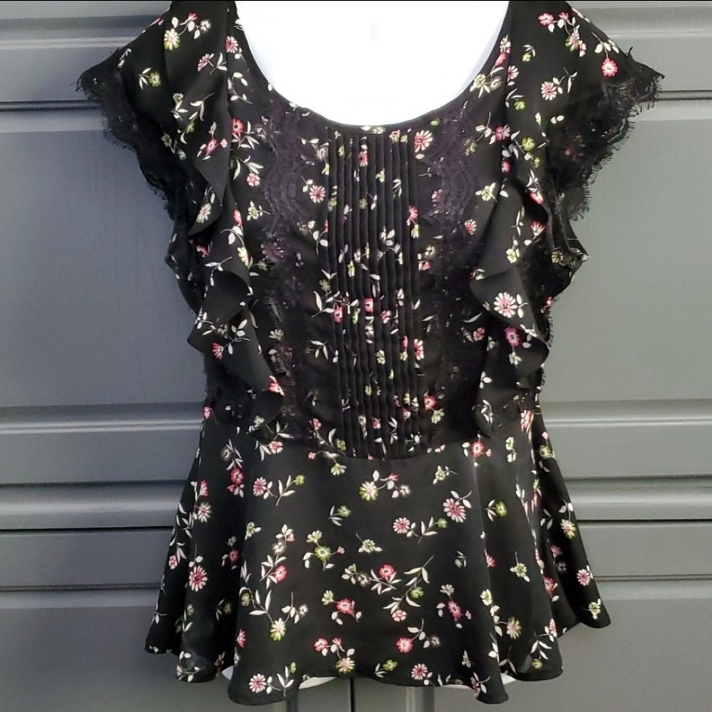 LC lauren conrad Floral satin blouse
